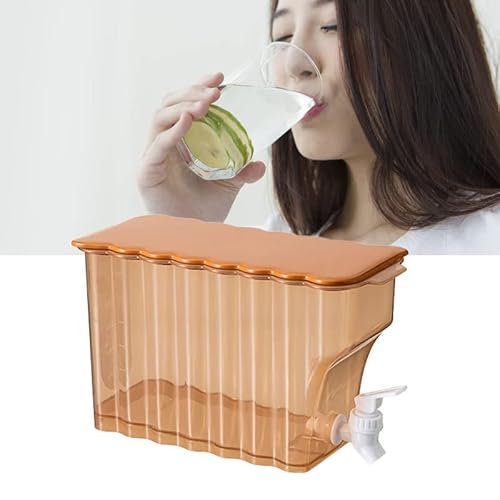 Estink Kaltes Wasserkocher mit Wasserhahn PP Versiegelter Kühlschrank für Hausgemachte Eistee Nachmittags Büro Ruhefamilie 11.0x4.9x6.5in (ORANGE) von Estink