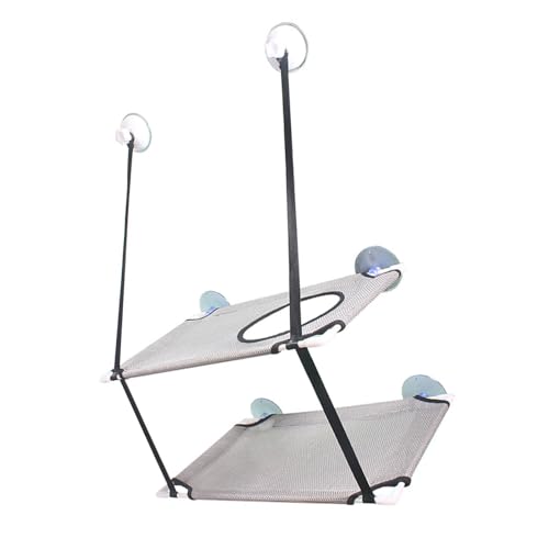 Estink Katzen -Hängematte Doppelschicht Starker Saugnapf -Tassefenster Barsch für Mehrere Katzen Mesh Fabric (Gray) von Estink