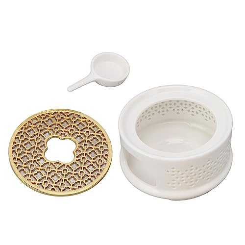 Estink Keramik -Teekannewärmer Tee Kaffeewärmerer Wärmerer Basis mit Festem Weichem Kissen und Konkaves Design, Ideal, um Tee und Kaffee zu Hause Warm zu Halten (White) von Estink
