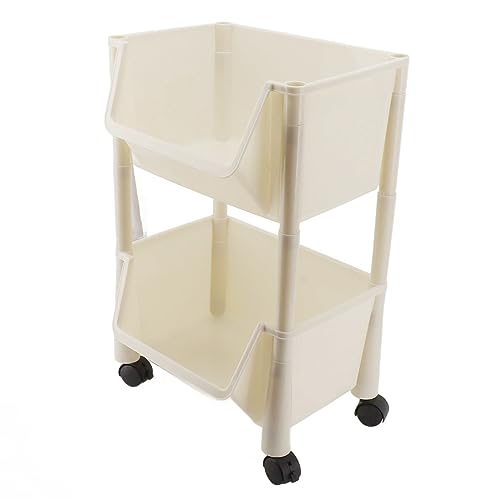 Estink Küchenlagerregal Beige Rotatable Bewegliche Bücherregal mit Multi -funktionalen Fächern (2 Stufe ohne Deckung) von Estink
