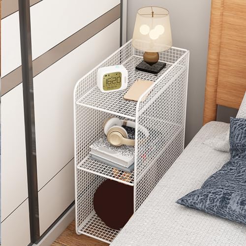 Estink Lagerregal Metall Heavy Dut Rack End Regalhalter für Schlafzimmer, Seitenregalstand für Haushalt, Robuste Konstruktion (WHITE) von Estink