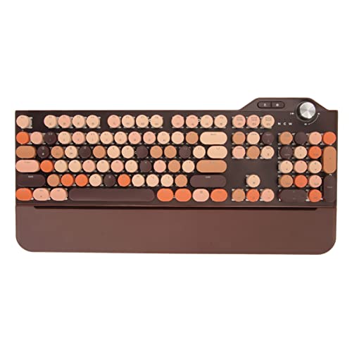 Estink Mechanische Gaming-Tastatur, Mechanische Tastatur mit LED-Hintergrundbeleuchtung, Retro-Schreibmaschinentastatur, Typ-C-Kabel, Bluetooth und 2,4-GHz-Konnektivität für (Braun) von Estink