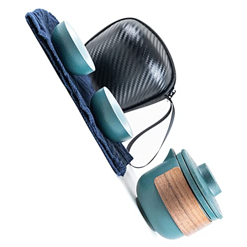Estink Mini -Keramik -Teekanne Infuser Set Tragbarer Tee Set für Outdoor mit Anti Burn Design (Grüner Topf mit 2 Tassen) von Estink