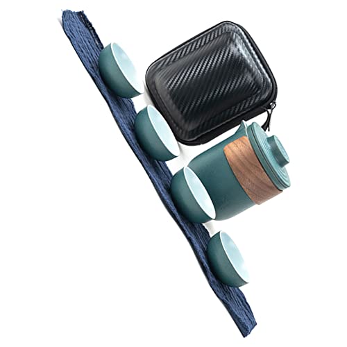 Estink Mini -Keramik -Teekanne Infuser Set Tragbarer Tee Set für Outdoor mit Anti Burn Design (Grüner Topf mit 4 Tassen) von Estink