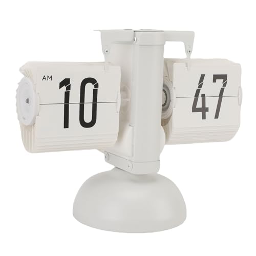 Estink Minimalist Digital Display Battery Operated Flip Deskuhr für Home Retro Flip Clock für Schlafzimmerstudienraum, Edelstahlmaterial (Schwarzer rotes Text All White Frosted Version) von Estink