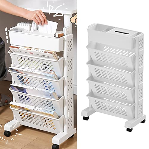 Estink Mobile Bücherregal Abnehmbares Kunststoff Praktisches Rolling -Organisationsregal für den Untersuchungsraum (5 Schichten) von Estink