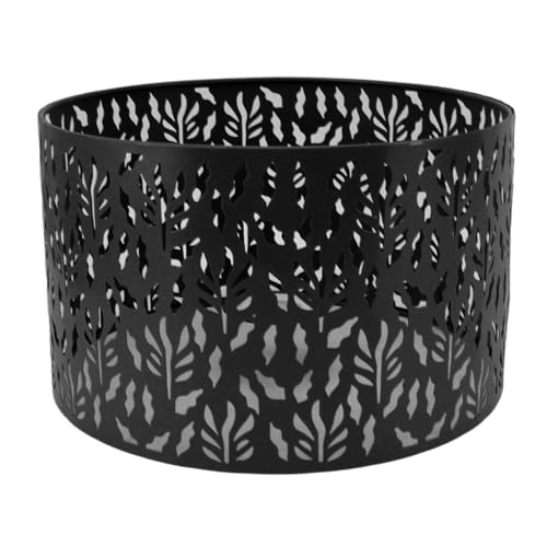 Estink Moderne Metalllampenschatten Hohl Geschnitzte Lampenschatten Einfache Installation für Tischlampe Kronleuchter Wandlampe E27 E14 Dual -Gebrauch Eisenkunst Wasser Grasblatt Hohlhöhle (BLACK) von Estink