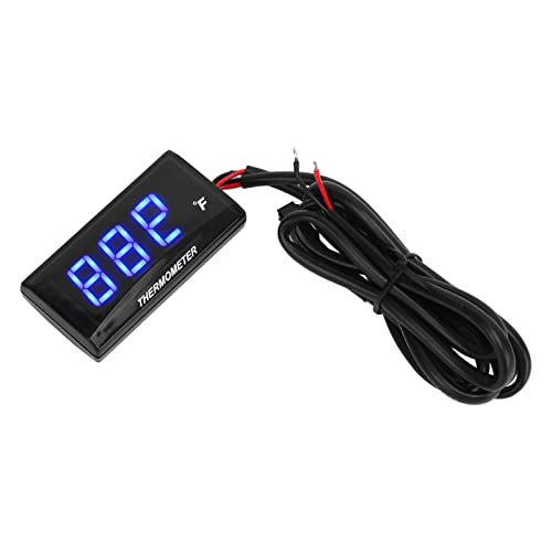 Estink Motorrad LCD -Thermometer Wasserdichtes Wassertemperaturmesser mit Sparking -Stecker Adapter DC12V für Universelle Motorräder (BLUE) von Estink