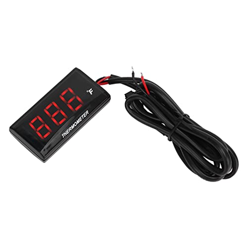 Estink Motorrad LCD -Thermometer Wasserdichtes Wassertemperaturmesser mit Sparking -Stecker Adapter DC12V für Universelle Motorräder (Rot) von Estink