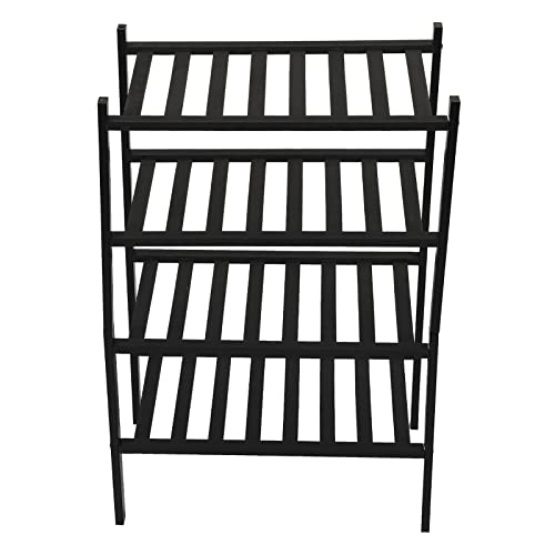 Estink Natürlicher Bambusschuh-Rack Multi-Level-Schuhregal-Aufbewahrungsorganisator für den Eingangsflur, Langlebiger Schuhspeicher für Kleidungsschuhe, Phyllostachys Pubescens (Schwarze Vier von Estink