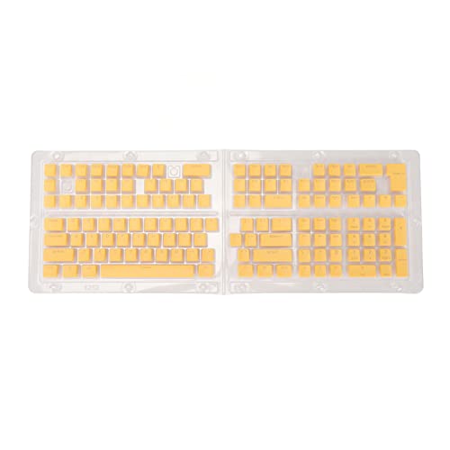 Estink PBT-Pudding-Tastenkappe, 129 Tasten, Durchscheinend, OEM-Tastenkappe, Mechanische Tastatur-Tastenkappe, DIY, Zweifarbiges Spritzgussverfahren, für G-Achse, (Gelb) von Estink