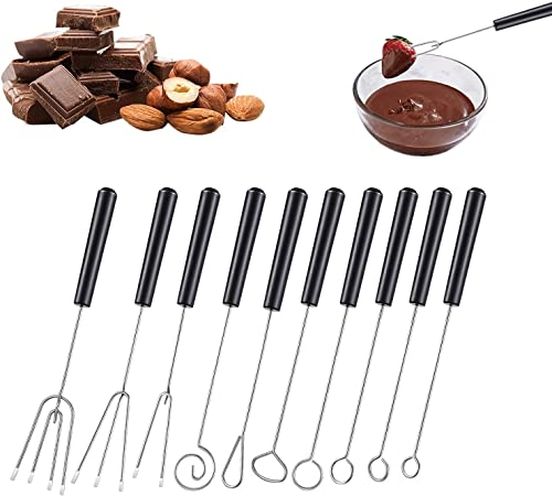 Estink Pralinen Selber Machen, Pralinengabel 10 Stück Schokolade Gabel DIY Backen Edelstahl Schokolade Tauchgabel Set Für Handgemachte Pralinen Fruit Candy Kuchen Fondue Trüffe von Estink