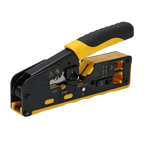 Estink Ratchet Modular Data Cable Crimper, Stripper Modular Crimp Connector, 6P 8P Multifunctional Stripper for RJ11 RJ12 Standard RJ45 Straight Through Connectors von Estink