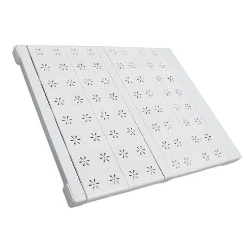 Estink Robus Verstellbares Schrank Spannungsschelf Organizer, Stahlrohr ABS PP Closet Regal Rack für Badezimmer, Bequeme Artikelorganisation (41 bis 52 cm/16,1 bis 20,5 Zoll) von Estink