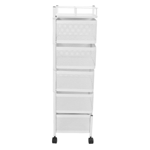 Estink Schwarz Rotierende Lagerregal Kohlenstoffstahl Rotatable Mesh Korb Organizer mit Rädern für Obst -Gemüsespielzeugkosmetik Im Wohnzimmer und Schlafzimmer (Weiß 5 Tier) von Estink