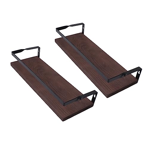 Estink Schwimmende Regalwand Montiert Einfache Style -Rack für Wohnkultur Kiefern Holz Eisen 2 Stcs Set Set (Dunkelbraun) von Estink