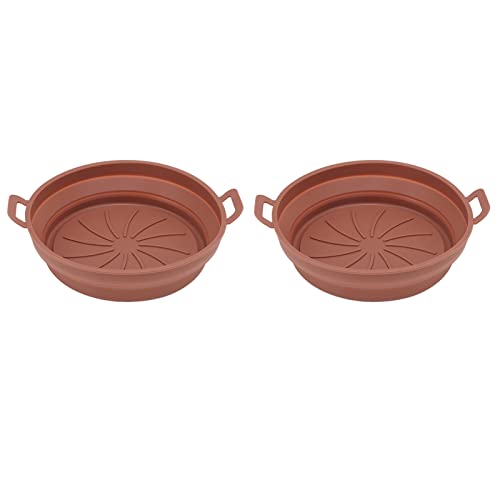 Estink Silikon -Frittyer Körbe Hitzebeständige 2 Stcs Round Fryer Liner für Küchenzubehör, Nicht -Stick für Weniger ölige Lebensmittel sichere Menschen (Kaffeefarbe) von Estink