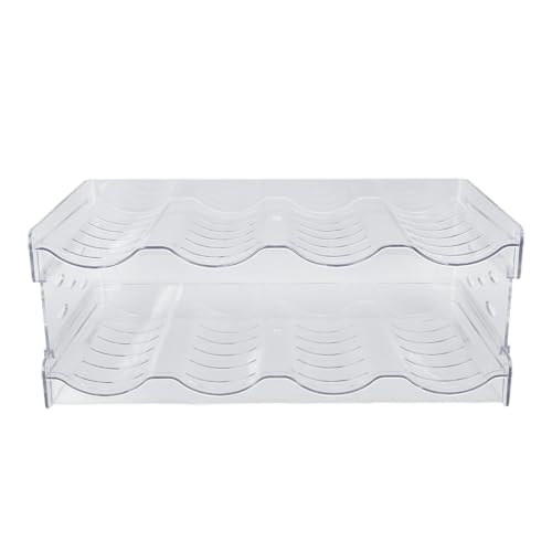 Estink Stapelbare Weinflaschenhalter Doppelschicht Transparent Plastik Desktop Cup Organizer Stilvoller Kühlschrankweinregal für Zuhause und Büro (4 Flaschen pro Regal) von Estink