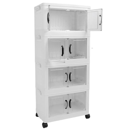 Estink Stapelbares Kunststoffklapperschrank -Kleiderschrank Organizer mit Rädern für Home Essentials 10 Stück Set Set (4 Etagen) von Estink