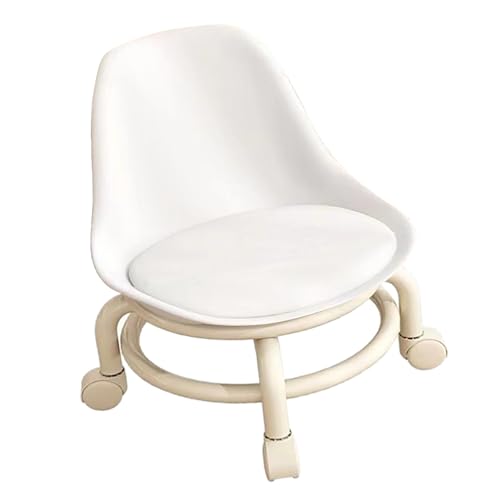 Estink Stufelhocker Niedriger Rollensitz mit Glatten Kanten Universalräder Niedriger Höhe Roller für Wohnzimmer, Badezimmer - Plastikmetallschwamm (White) von Estink
