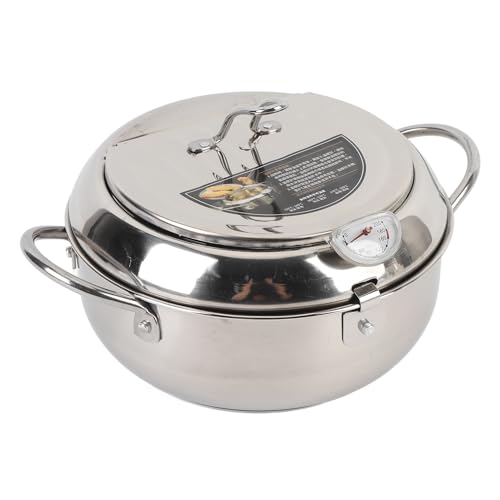 Estink Tempura Deep Fryer Pot 201 Edelstahl Multifunktionales Bratpfanne mit Deckel, für Knuspriges Gebratenes Essen, Geeignet für Anfängerköche (20 cm) von Estink