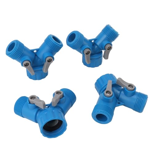 Estink Tippen Sie auf Y Splitter Premium 2 -Wege -Ventilschlauchsplitter für Gartenarmatur Bequeme Verbindung für Gartenwasserpumpen Standard 4pcs (BLUE) von Estink
