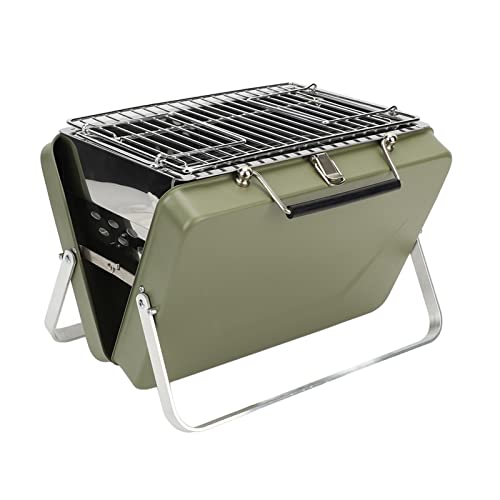 Estink Tragbares Holzkohlegrill Rost Proof Grill Net Notebook Grill für Gartenpicknick, Nicht -Stick -Wellen Netzdesign für Außenkochen Im Freien (GREEN) von Estink