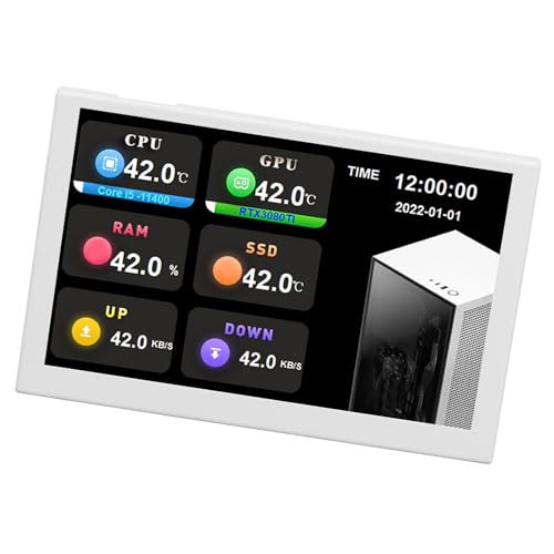 Estink Typ -C -Subbildschirm 5 Zoll IPS USB Mini Screen PC Datenmonitor für AIDA64, Nahtlose Verbindung, Anpassbare Steuerung, Hervorragende Robustheit (White) von Estink