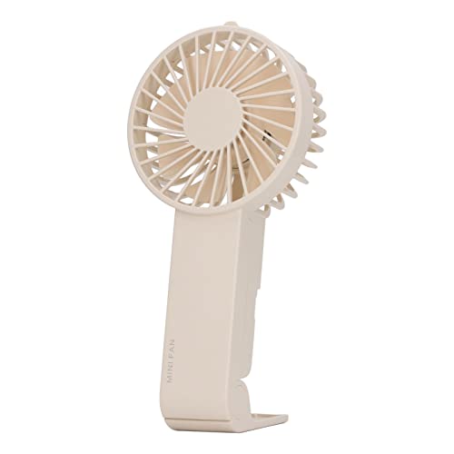 Estink USB-wiederaufladbare Faltbare Mini-Handheld-Lüfter mit 3 Geschwindigkeitsniveaus für Heimreisereisen, Polymer-Lithiumbatterie, Geeignet für Siesta Camping, Weiße 1-Pack (Beige) von Estink