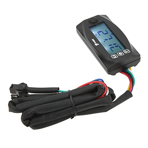 Estink Universelle 4 in 1 Motorradspannungstemperaturanzeige mit Blauer Hintergrundbeleuchtung für die Motorradtemperaturwarnung (M12x1,5) von Estink