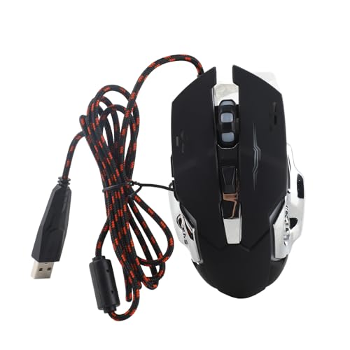 Estink Wired Gaming Mouse mit RGB Backlight 4 Einstellbare DPI und Stiller klick -Design für Laptop -PC, Ergonomische Maus für Coffeeshop Library Abs Material (Black) von Estink