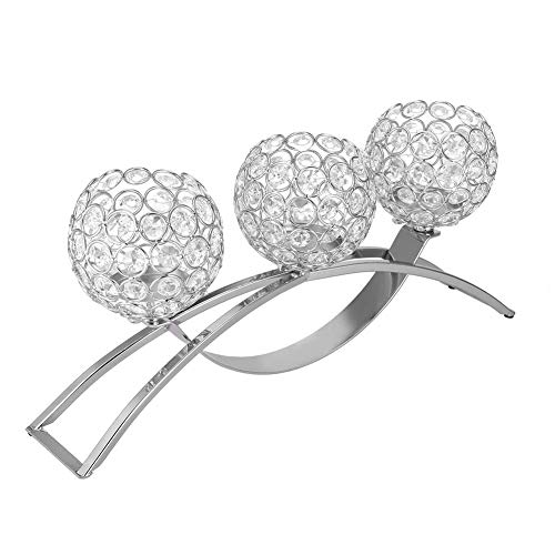 Kerzenständer Kristall Kerzenständer Kerzenständer 3 Köpfe Bogenform Kerzenständer für romantische Dinner-Partys Tischdeko Hochzeit für kleine Freunde (Silber) von Estink