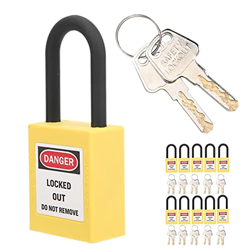 Lockout Tagout Lock Set 10 Sets 38 mm Loto Vorhängeschloss Engineering Isolierung Sicherheitswerkzeug für Fabriken für Lock Out Tag Out Stationen(Gelb) von Estink