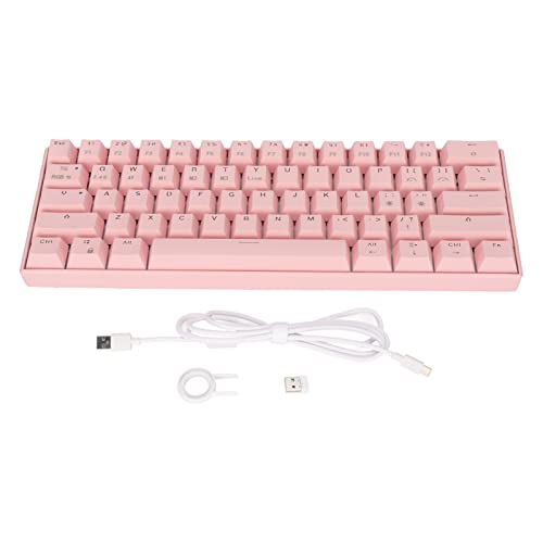 Estink Mechanische Tastatur,Gaming-Tastatur,61 Tasten RGB-Hintergrundbeleuchtung Ergonomisches Design mit 1800mAh Akku,Wireless Unterstützte Wired Keyboard(Grüne Achse) von Estink