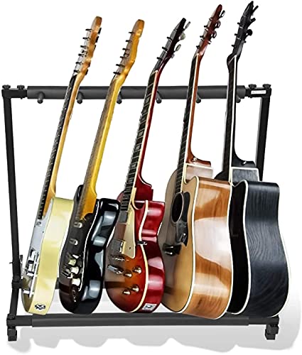Multi-Gitarrenständer, 5-Fach Gitarrenständer, Gitarrenstaender Mehrfach für Akustikgitarre, Westerngitarre E-Gitarren, Abstand 12 cm von Estink