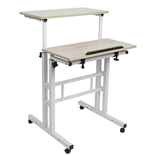 Stand-up-Computerschreibtisch, Höhenverstellbar Stand Up Laptop Schreibtisch, Notebook Wagen, Verstellbare Workstation, Desktop-Größe 60 x 30CM(White Maple) von Estink