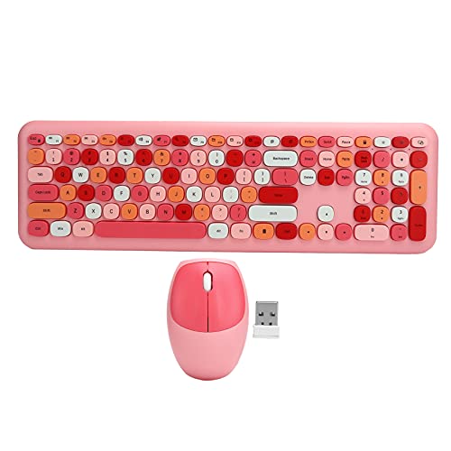 Tastatur-Maus-Set, 2,4 G Wireless 110 Tasten Tastatur-Maus Flexibles Tippen, 10 M Fern 1 Mbit/s Hochgeschwindigkeits-Computer(666 pink Mixed Color Wireless Suit) von Estink