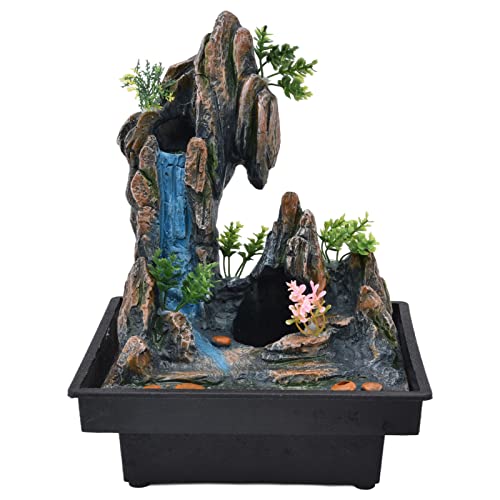 Wasserfallbrunnen mit fließendem Wasser, Kleiner Steingarten mit Farbwechsellicht, verwenden, für entspannende Yoga-Meditation im Büroschlafzimmer(#2) von Estink
