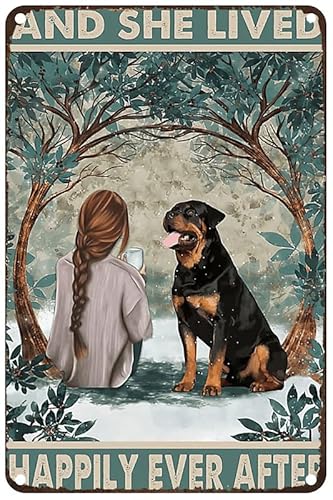 Metall-Blechschild im Vintage-Stil, Aufschrift "And She Lived Happily Ever After", Rottweiler, für Zuhause, Garage, Büro, Café, Bar, Wanddekoration, 20,3 x 30,5 cm Metall-Blechschild im Vintage-Stil, Aufschrift "And She Lived Happily Ever After", Rottweiler, für Zuhause, Garage, Büro, Café, Bar, Wanddekoration, 20,3 x 30,5 cm von Estiyond