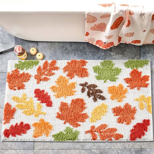 Estmy Badematte, bunt, Ahornblätter, rutschfest, waschbar, 40,6 x 61 cm, Orange, Herbstfarben, Herbstfarben, Wald-Badematte, Mikrofaser, niedlich, Erntezeit, Erntedankfest, saugfähig Estmy Badematte, bunt, Ahornblätter, rutschfest, waschbar, 40,6 x 61 cm, Orange, Herbstfarben, Herbstfarben, Wald-Badematte, Mikrofaser, niedlich, Erntezeit, Erntedankfest, saugfähig von Estmy