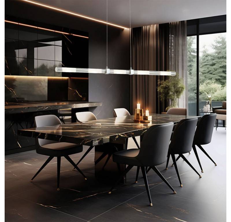 Esto Pendelleuchte, LED-Leuchtmittel fest verbaut, Neutralweiß, LED Hängeleuchte Glas Pendelleuchte Küchenlampe Esszimmerlampe Chrom von Esto