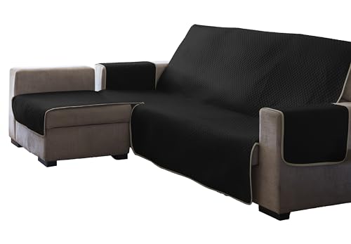 Estoralis AVA | Bezug für Chaisse Longue, gepolstert, modernes Design, Schwarz, Chaisse-Longue 290 cm, linkes Eckteil | Stoffgröße 290 x 255 cm von Estoralis