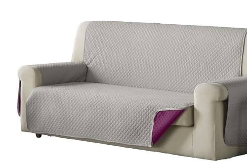 Estoralis AVA Sofabezug, gepolstert, modernes Design, Beige/Fuchsia, 1-Sitzer, Stoffgröße 55 x 210 cm, passend für alle Sofas von Estoralis