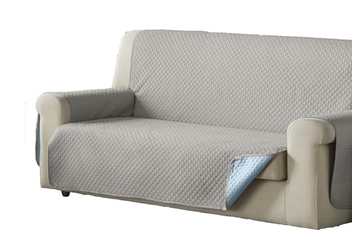 Estoralis AVA Sofabezug, gepolstert, modernes Design, Beige/Hellblau, 2-Sitzer, Stoffgröße 110 x 210 cm, passend für alle Sofas von Estoralis