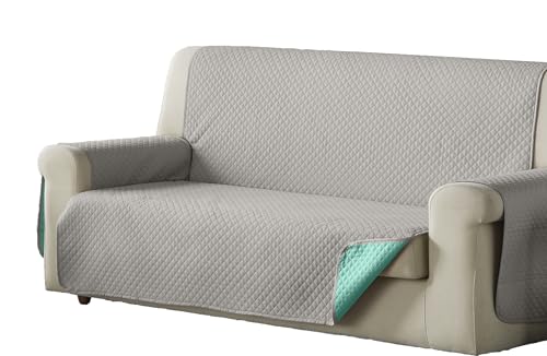Estoralis AVA Sofabezug, gepolstert, modernes Design, Beige/Türkis, 2-Sitzer, Stoffgröße 110 x 210 cm, passend für alle Sofas von Estoralis
