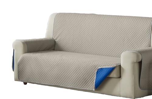 Estoralis AVA Sofabezug, gepolstert, modernes Design, Grau/Blau, 2-Sitzer, Stoffgröße 110 x 210 cm, passend für alle Sofas von Estoralis