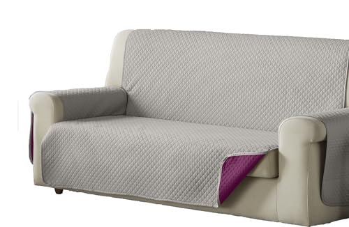 Estoralis AVA Sofabezug, gepolstert, modernes Design, Grau/Fuchsia, 4-Sitzer, Stoffgröße 190 x 210 cm, passend für alle Sofas von Estoralis