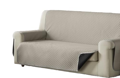 Estoralis AVA Sofabezug, gepolstert, modernes Design, Grau/Schwarz, 4-Sitzer, Stoffgröße 190 x 210 cm, passend für alle Sofas von Estoralis