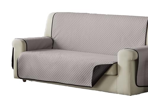 Estoralis | AVA | Sofabezug im modernen Design | Wende-Steppstoff | Farbe - Beige/Blaun | Für 2-Sitzer-Sofa| Stoffgröße 110 x 220 cm(Breite x Höhe) Schutz für alle Arten von Sofas von Estoralis