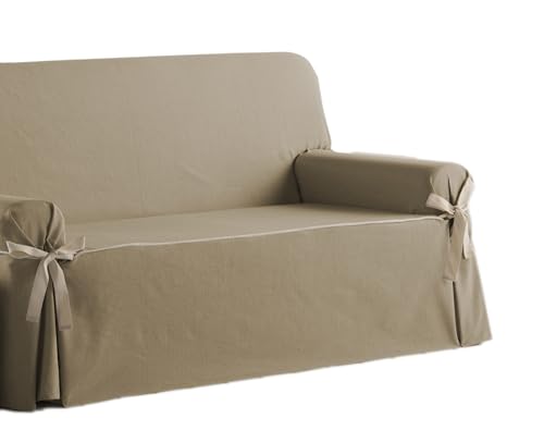 Estoralis Beret Sofabezug, mit Schleifen, modernes Design, Jaquard-Stoff, Champagner, für 4-Sitzer, Stoffgröße (210 bis 240 cm), Bezug für alle Arten von Sofas von Estoralis